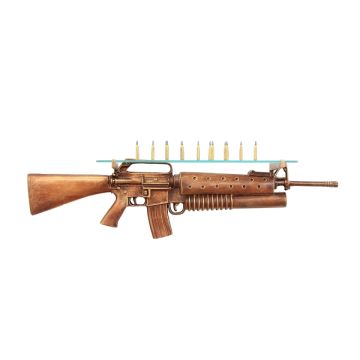Goldenes Maschinengewehr Regal lebensgroß