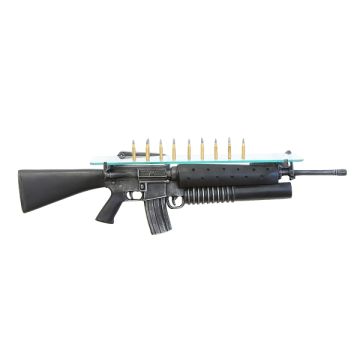 Schwarzes Maschinengewehr Regal lebensgroß