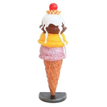 Halbes Eis 3 Kugeln mit Kirsche auf Ständer klein vergrößert