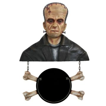 Monster Frankenstein Büste mit Angebotsschild Knochen lebensgroß