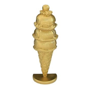 Halbes Eis 3 Kugeln mit Kirsche Gold groß vergrößert