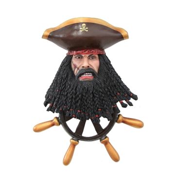 Pirat Blackbeard Kopf mit Steuer Wanddeko lebensgroß