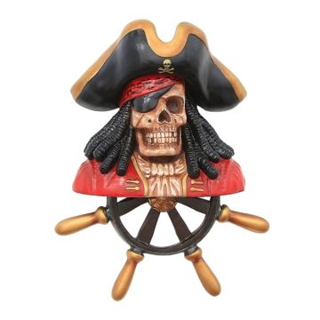 Piratenskelett mit Steuer Wanddeko lebensgroß