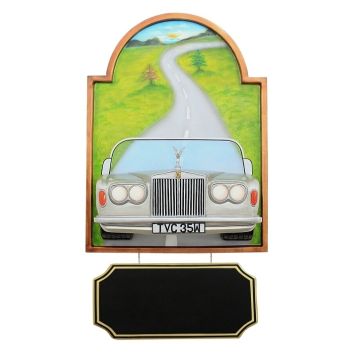 Bild mit Rolls Royce Silber und Angebotsschild verkleinert