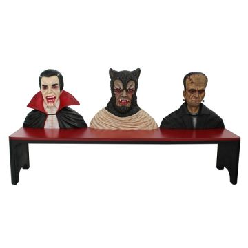 Monsterbank Dracula, Werwolf und Frankenstein lebensgroß