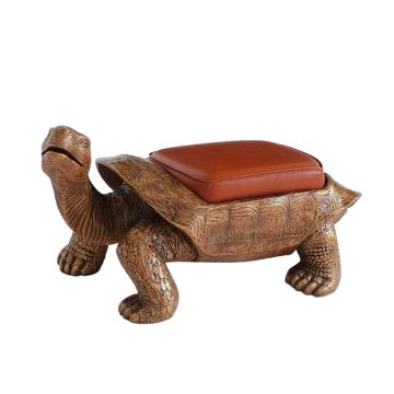 Schildkröte Gold Hocker mit braunem Polster lebensgroß