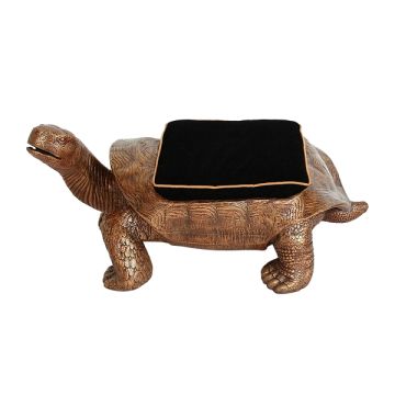 Schildkröte Gold Hocker mit schwarzem Polster lebensgroß