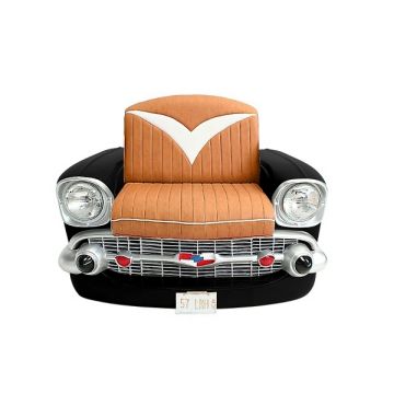 Sitz Chevy Front Schwarz mit braunem Polster lebensgroß