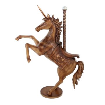 Karussell Einhorn mit Sattel und Stange Antikgold verkleinert