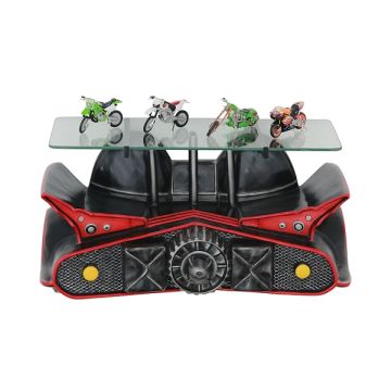 Wandregal Batmobil mit Flügeln Schwarz Rot mit Glasplatte verkleinert