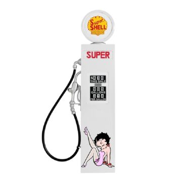 Oldschool Zapfsäule Weiß mit Betty Boop als Wanddeko groß lebensgroß