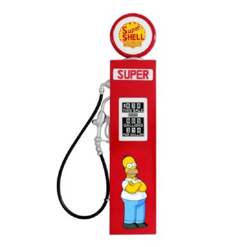 Retro Zapfsäule Rot mit Homer Simpson als Wanddeko groß lebensgroß