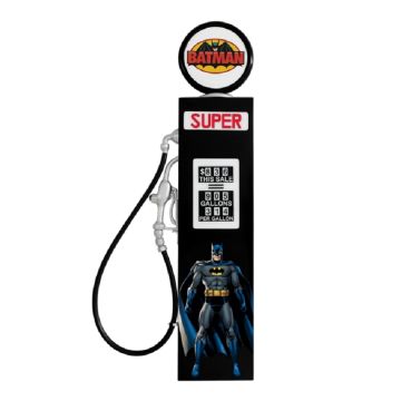 Oldschoool Zapfsäule Schwarz mit Batman als Wanddeko groß lebensgroß