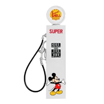 Retro Zapfsäule Weiß mit Mickey Mouse als Wanddeko groß lebensgroß