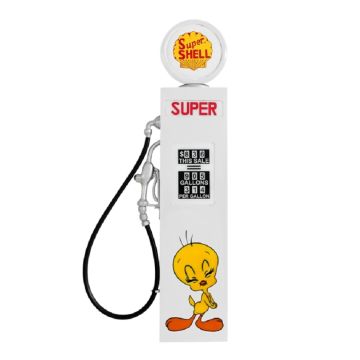 Oldschool Zapfsäule Weiß mit Tweety als Wanddeko groß lebensgroß