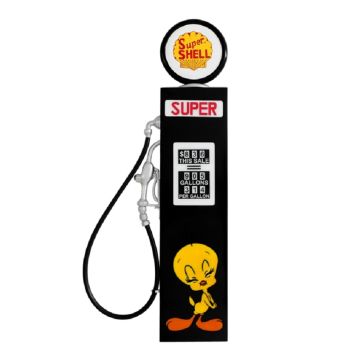 Oldschool Zapfsäule Schwarz mit Tweety als Wanddeko groß lebensgroß