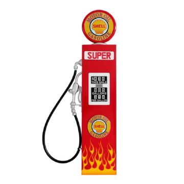 Oldschool Tankstelle Rot mit Flammen als Wanddeko groß lebensgroß
