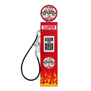 Retro Tankstelle Rot mit Flammen als Wanddeko groß lebensgroß