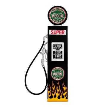 Route 66 Zapfsäule Schwarz mit Flammen als Wanddeko groß lebensgroß