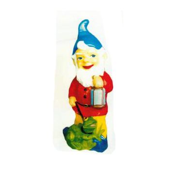 kleiner Gartenzwerg mit Frosch an Leine verkleinert
