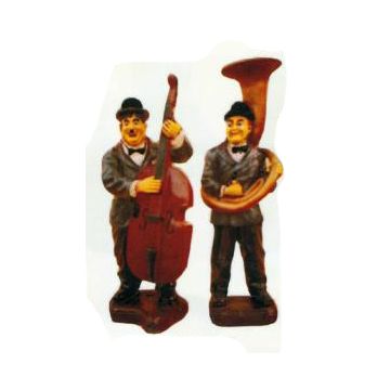 Dick und Doof klein mit Cello und Sausaphone verkleinert