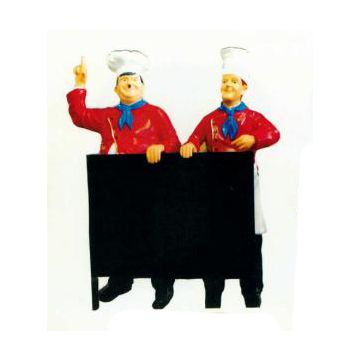Dick und Doof als Koch hinter Menütafel verkleinert