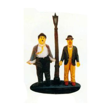 Dick und Doof auf Bordstein mit Laterne klein verkleinert