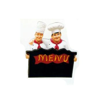 Dick und Doof halten MENU-Tafel verkleinert