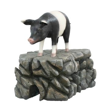 Schwein schwarzweiß stehend lebensgroß