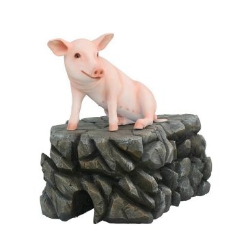 Schwein rosa sitzend lebensgroß