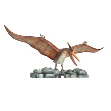 Dinosaurier Pteranodon auf kleinem Stein lebensgroß