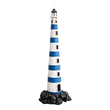 Leuchtturm blau weiß auf Stein verkleinert