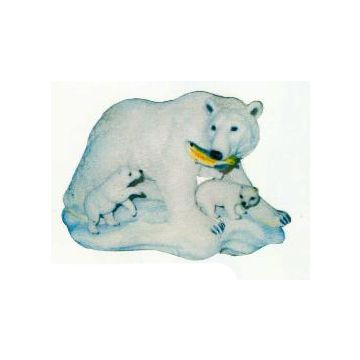 Eisbärfamilie mit Fisch im Mund klein verkleinert