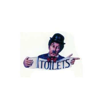 Toilettenschild mit Charlie Chaplin verkleinert