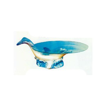 Glastisch mit schwimmenden Delfin vergrößert