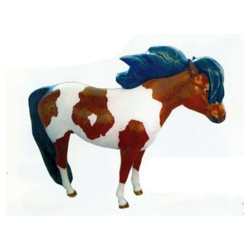 Pony braun weiß gefleckt mit schwarzer Mähne verkleinert