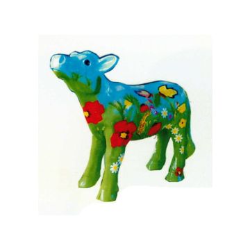 kleines Kalb mit Blumenbemalung lebensgroß
