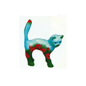 Katze mit Mohn bemalt lebensgroß