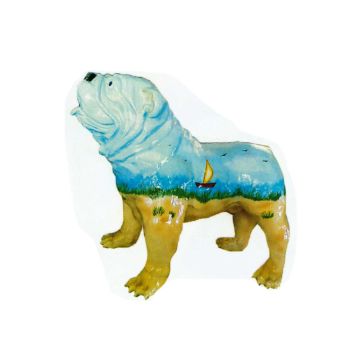 Englische Bulldogge bemalt mit Meereslandschaft lebensgroß