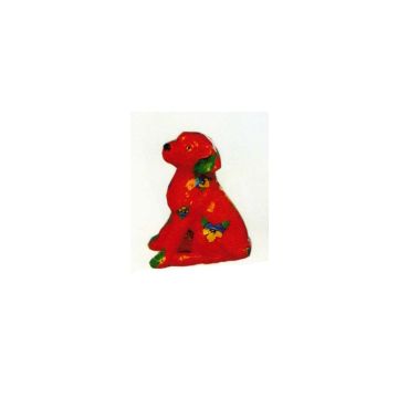 roter Hund mit Blumenmuster lebensgroß
