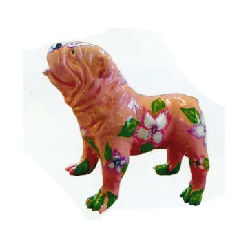 Bulldogge mit Blumenmuster lebensgroß