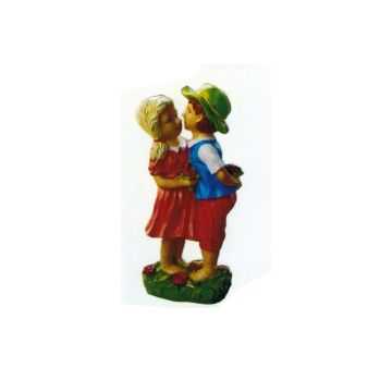 kleines Mädchen mit Junge Küssend auf Rosenwiese verkleinert