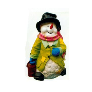 Schneemann klein mit Hut und Mantel verkleinert