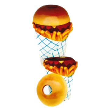 Hamburger mit Pommes als Mülleimer übergroß XXL