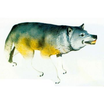 lebensgroßer Wolf mit fletschenden Zähnen lebensgroß
