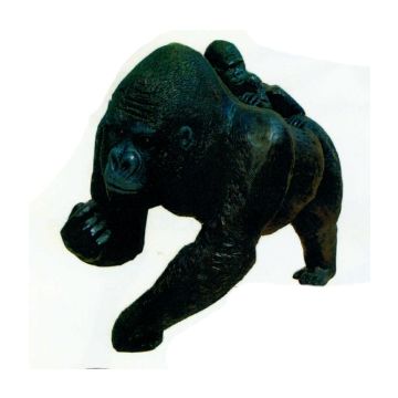 laufender Gorilla mit Kind schwarz lebensgroß