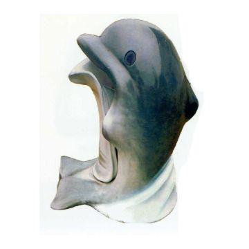 Delfin grau als Mülleimer lebensgroß