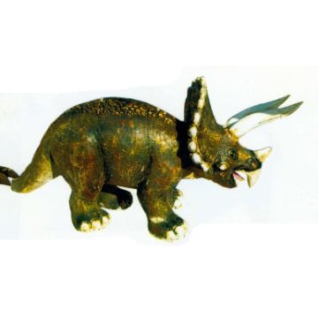 Dinosaurier mit Hörnern und Schild groß verkleinert