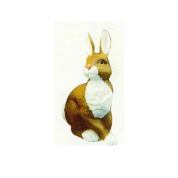 sitzender braun weißer Hase lebensgroß