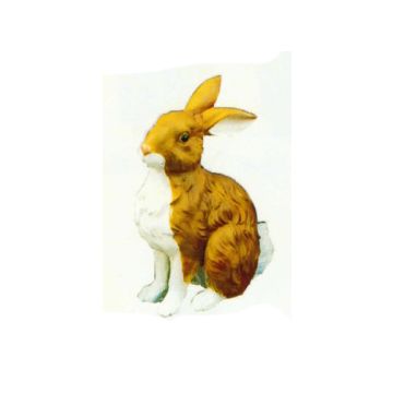 sitzender großer Hase braun weiß lebensgroß
